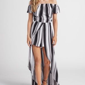 Striped Maxi Off-Shoulder Romper (Large)